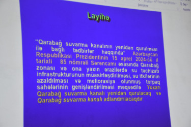 İmişlidə Qarabağ suvarma kanalının yenidən qurulması ilə bağlı ictimai müzakirə aparılıb