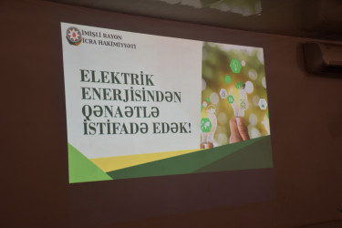 İmişli Rayon İcra Hakimiyyətinin təşkilatçılığı ilə istifadə olunmuş kağızların təkrar emal müəssisələrinə təhvil verilməsi və elektrik enerjisindən qənaətlə istifadənin təbliği məqsədilə maarifləndirici tədbir keçirilmişdir