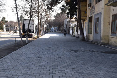 Həzi Aslanov küçəsinin piyada səkilərinin bir hissəsində yenidənqurma işləri başa çatdırılıb